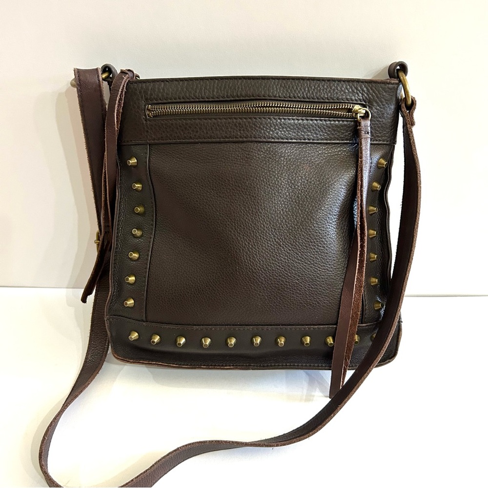 Lucky Brand Brown on Brown Studded Leather Crossbody Bag